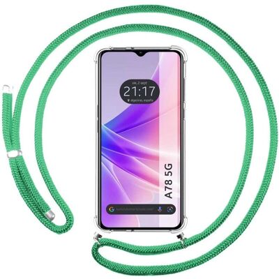 Coque Transparente avec Cordon Vert Eau pour Oppo A78 5G Coque Transparente avec Cordon Vert Eau pour Oppo A78 5G