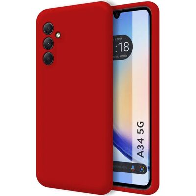 Coque Silicone Liquide Rouge Samsung Galaxy A34 5G - Publicité Coque Silicone Liquide Rouge Samsung Galaxy A34 5G - Publicité