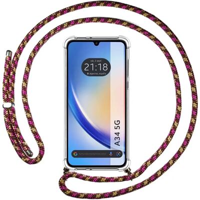 Coque Tumundosmartphone Rose/Or pour Samsung Galaxy A34 5G - Antichoc Coque Tumundosmartphone Rose/Or pour Samsung Galaxy A34 5G - Antichoc