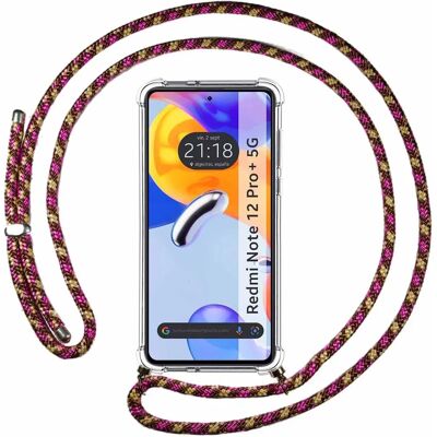 Robust skyddshölje med rosa/guld snöre för Xiaomi Redmi Note 12 Pro+ Plus 5G Robust skyddshölje med rosa/guld snöre för Xiaomi Redmi Note 12 Pro+ Plus 5G