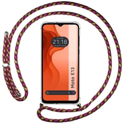 TUMUNDOSMARTPHONE Motorola Moto E13 Étui Rose Doré Antichocs avec Lanière TUMUNDOSMARTPHONE Motorola Moto E13 Étui Rose Doré Antichocs avec Lanière