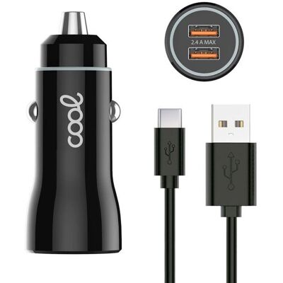 COOL Auto-Ladegerät 2x USB 2.4A Typ C Kabel inklusive - Autolader COOL Auto-Ladegerät 2x USB 2.4A Typ C Kabel inklusive - Autolader