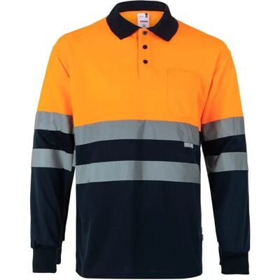 Velilla Niebiesko/pomarańczowy wysoki widoczny polo z długim rękawem - Polo shirt Velilla Niebiesko/pomarańczowy wysoki widoczny polo z długim rękawem - Polo shirt