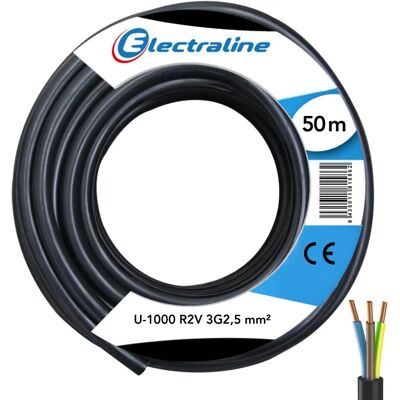 Câble Electraline Noir 50m R2v 3G2.5 - Publicité Câble Electraline Noir 50m R2v 3G2.5 - Publicité