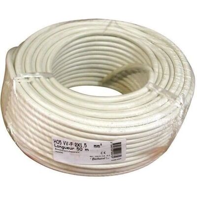 Câble Electraline Blanc H05VVF 3X2.5 50M - Câble Électrique Câble Electraline Blanc H05VVF 3X2.5 50M - Câble Électrique