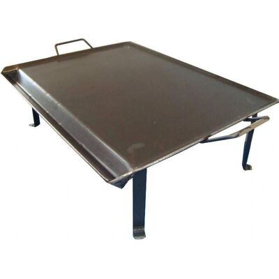 Fplus - Plancha de Acero Inoxidable 4mm Asas Patas - Parrilla Fplus - Plancha de Acero Inoxidable 4mm Asas Patas - Parrilla