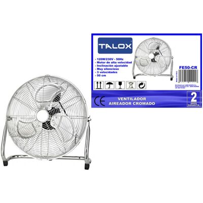 Ventilador Talox Modelo FE50 Cromo - Alta Potencia 120W Ventilador Talox Modelo FE50 Cromo - Alta Potencia 120W