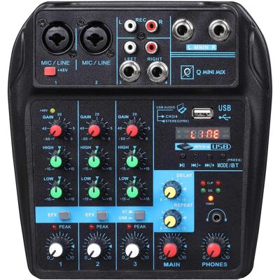 OQAN Mixer Q Mini USB - Mixer de 4 canais com Bluetooth OQAN Mixer Q Mini USB - Mixer de 4 canais com Bluetooth