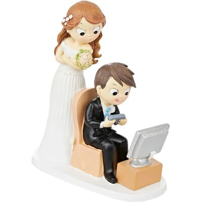 MOPEC Y319 Hochzeitskuchenfigur - Polyresin - Weiß/Schwarz MOPEC Y319 Hochzeitskuchenfigur - Polyresin - Weiß/Schwarz