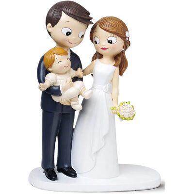 MOPEC Décor de Gâteau de Mariage - Mariée, Marié, Bébé - 7.8x16x21 cm MOPEC Décor de Gâteau de Mariage - Mariée, Marié, Bébé - 7.8x16x21 cm