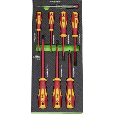 Set di 8 Cacciaviti Isolati - Vassoio in EVA - Finitura in fibra di carbonio - Jbm Set di 8 Cacciaviti Isolati - Vassoio in EVA - Finitura in fibra di carbonio - Jbm