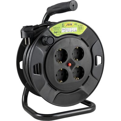 JBM 51033 Extensión eléctrica 25m 4 tomas - Carrete de cable JBM 51033 Extensión eléctrica 25m 4 tomas - Carrete de cable