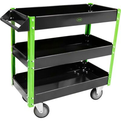 Carro de herramientas JBM 51576 - 3 estantes, 4 ruedas, 100kg Capacidad Carro de herramientas JBM 51576 - 3 estantes, 4 ruedas, 100kg Capacidad