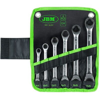 Juego de llaves de vaso con trinquete JBM - 8x9mm a 17x19mm - 6 piezas Juego de llaves de vaso con trinquete JBM - 8x9mm a 17x19mm - 6 piezas