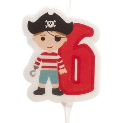 Marca Modelo Pirata Número 6 - Vela de aniversário Marca Modelo Pirata Número 6 - Vela de aniversário