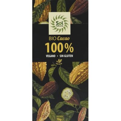 Sol Natural Cacao Vegano 100% Bio - 70 g - Chocolate Sol Natural Cacao Vegano 100% Bio - 70 g - Chocolate