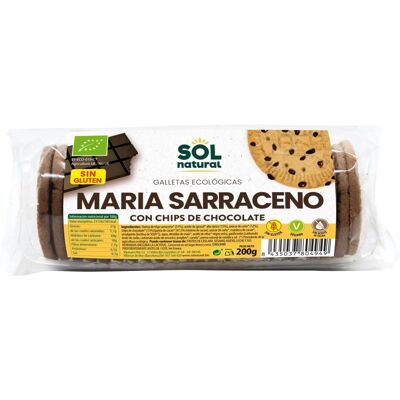 Cookies Maria de trigo sarraceno com gotas de chocolate orgânico - 200 g - Sol Natural Cookies Maria de trigo sarraceno com gotas de chocolate orgânico - 200 g - Sol Natural
