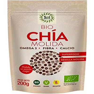 Sementes de chia moídas orgânicas Sol Natural - Sementes de chia moídas Sementes de chia moídas orgânicas Sol Natural - Sementes de chia moídas