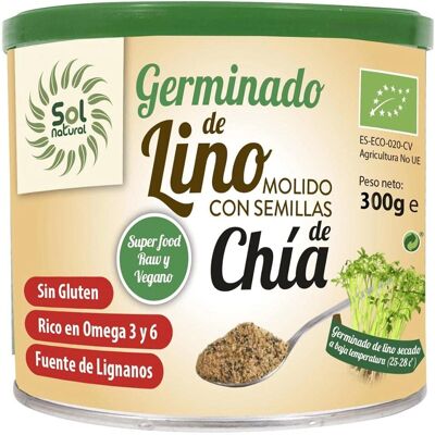 Lino Germinado Molido con Semillas de Chía 300 g - Polvo Superalimento Lino Germinado Molido con Semillas de Chía 300 g - Polvo Superalimento
