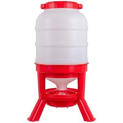 Tour d'alimentation pour volailles - 40L, Rouge, Pieds solides - Publicité Tour d'alimentation pour volailles - 40L, Rouge, Pieds solides - Publicité
