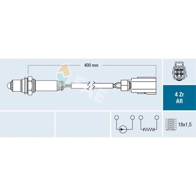 Sensor de oxígeno FAE 75630 - Números OEM 31319386, 31338682, 31480394, 31480398 Sensor de oxígeno FAE 75630 - Números OEM 31319386, 31338682, 31480394, 31480398
