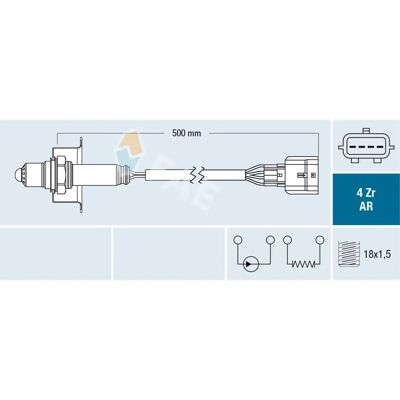 FAE 75646 Αισθητήρας Οξυγόνου - 500mm, 4 Πένσες FAE 75646 Αισθητήρας Οξυγόνου - 500mm, 4 Πένσες