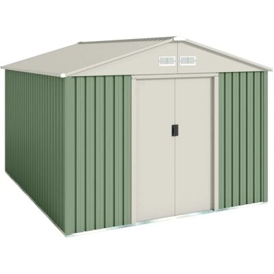 Okoru Gälliv G01me0011 - Abri de jardin en métal, 7,3m2, Beige et Vert - Rangement Extérieur - Publicité Okoru Gälliv G01me0011 - Abri de jardin en métal, 7,3m2, Beige et Vert - Rangement Extérieur - Publicité