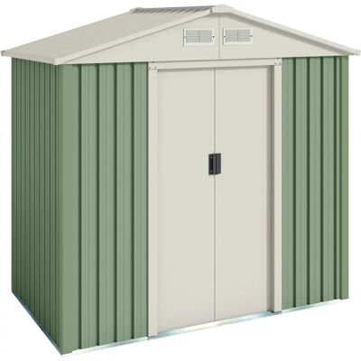 HOGGAR Abri de jardin métallique Nybro - 2,43m2, Vert/Beige - 10A Garantie - Publicité HOGGAR Abri de jardin métallique Nybro - 2,43m2, Vert/Beige - 10A Garantie - Publicité