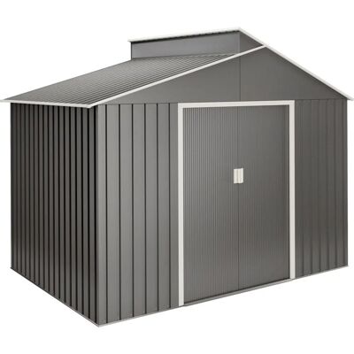 Hoggar Caseta Metálica de Jardín - 5.44m2 - Gris/Beige - Puerta Corredera Doble - Duradera Hoggar Caseta Metálica de Jardín - 5.44m2 - Gris/Beige - Puerta Corredera Doble - Duradera