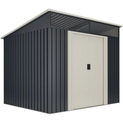 WASABI Abri de jardin en métal - 4,6m2 Sable et Gris Anthracite - Garantie 10 ans - Publicité WASABI Abri de jardin en métal - 4,6m2 Sable et Gris Anthracite - Garantie 10 ans - Publicité