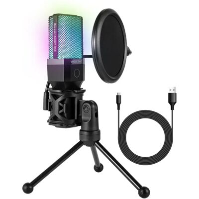 Microfone Woxter Studio 65 RGB - USB, Preto Microfone Woxter Studio 65 RGB - USB, Preto