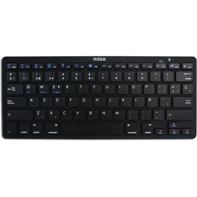 Clavier Bluetooth Noir Nilox - Sans fil QWERTY Espagnol - Publicité Clavier Bluetooth Noir Nilox - Sans fil QWERTY Espagnol - Publicité