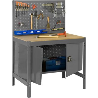 Simonrack Modèle BT2 Banc de Travail avec Armoire - Gris/Bois - Table de bricolage - Publicité Simonrack Modèle BT2 Banc de Travail avec Armoire - Gris/Bois - Table de bricolage - Publicité