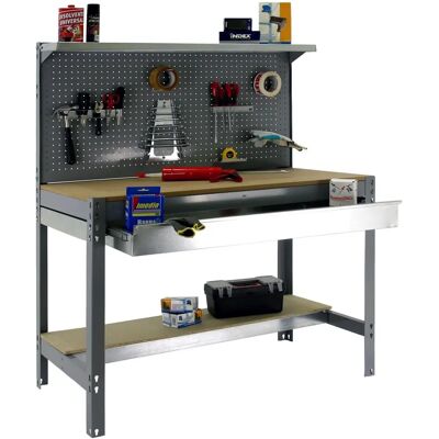 Établi Simonrack BT3 Gris/Bois - Capacité 600kg - Publicité Établi Simonrack BT3 Gris/Bois - Capacité 600kg - Publicité