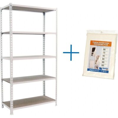 Scaffale Metallico SimonRack 5/400 Bianco/Legno - Stoccaggio - Resistente & Facile da Montare Scaffale Metallico SimonRack 5/400 Bianco/Legno - Stoccaggio - Resistente & Facile da Montare