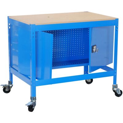 Tavolo di lavoro mobile Simon Rack BT0 900 Blu/Legno - Tavolo di lavoro Tavolo di lavoro mobile Simon Rack BT0 900 Blu/Legno - Tavolo di lavoro