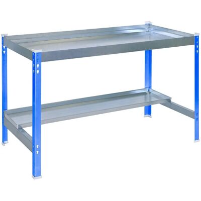Simonrack - Bureau avec plateaux métalliques - Bleu/Galva - Publicité Simonrack - Bureau avec plateaux métalliques - Bleu/Galva - Publicité
