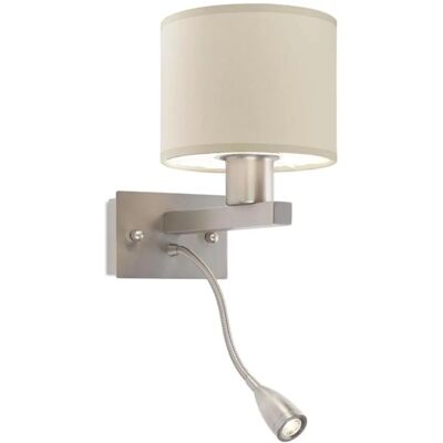 Luz de pared Satin Nickel con lámpara de lectura - Interior Lighting Luz de pared Satin Nickel con lámpara de lectura - Interior Lighting