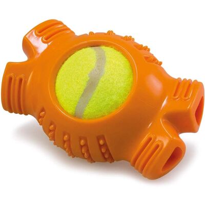 Hondenspeelgoed - Oranje Bot met Tennisbal - Tandenverzorging Hondenspeelgoed - Oranje Bot met Tennisbal - Tandenverzorging