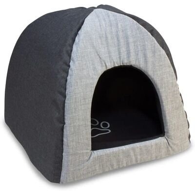 Cama para Cão ARQUIVET Iglu Noir et Gris avec empreinte - Lit pour Animal - Publicité Cama para Cão ARQUIVET Iglu Noir et Gris avec empreinte - Lit pour Animal - Publicité