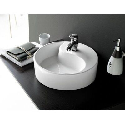 Bathco Lavabo redondo Yin Yang de porcelana - Encimera Bathco Lavabo redondo Yin Yang de porcelana - Encimera