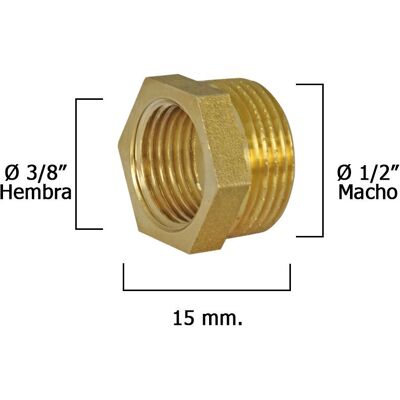 SmartGroup WOLFPACK LINEA PROFESIONAL - Réduction hexagonale polie 1/2" M x 3/8" F - Raccord de plomberie SmartGroup WOLFPACK LINEA PROFESIONAL - Réduction hexagonale polie 1/2" M x 3/8" F - Raccord de plomberie