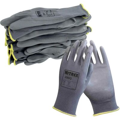 Nitrex 290G Work Gloves - Lightweight, Gray, 10 Pairs Nitrex 290G Work Gloves - Lightweight, Gray, 10 Pairs