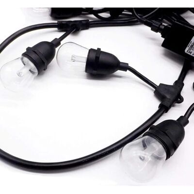 Guirnalda F-Bright 14.6m Negra 24 Bombillas E27 2200K IP65 Guirnalda F-Bright 14.6m Negra 24 Bombillas E27 2200K IP65