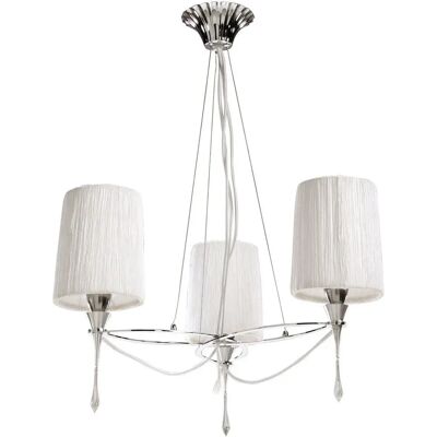 Inspired Lighting Lucca Pendant 3 Light E27 - Polished Chrome with White Shades & Clear Crystal Inspired Lighting Lucca Pendant 3 Light E27 - Polished Chrome with White Shades & Clear Crystal