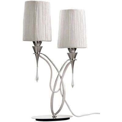 Inspired Lighting Lucca Table Lamp 2 Light - Chrome & White Shades Inspired Lighting Lucca Table Lamp 2 Light - Chrome & White Shades