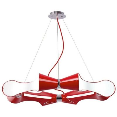 Inspired Lighting Ora Ceiling Pendant 8 Flat Round Light - Red Gloss - E27 Inspired Lighting Ora Ceiling Pendant 8 Flat Round Light - Red Gloss - E27