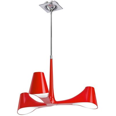 Inspired Lighting Ora Telescopic Convertible To Semi Flush - 3 Light E27 - Red/White - Chrome Inspired Lighting Ora Telescopic Convertible To Semi Flush - 3 Light E27 - Red/White - Chrome