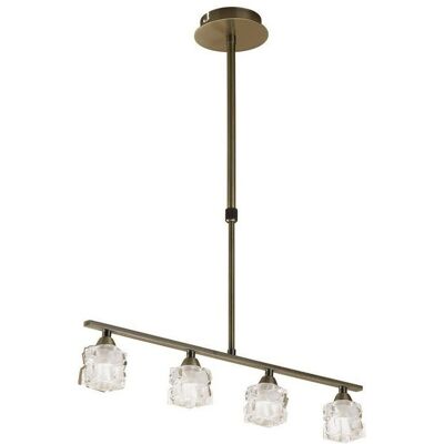Inspired Lighting Inspired Mantra - Ice - Ceiling Pendant 4 Light G9 ECO Bar - Antique Brass Inspired Lighting Inspired Mantra - Ice - Ceiling Pendant 4 Light G9 ECO Bar - Antique Brass