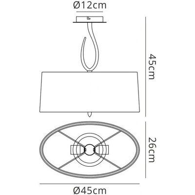 Inspired Lighting Lua Semi Flush Ceiling 2 Light - Ash Grey - Ceiling Light Inspired Lighting Lua Semi Flush Ceiling 2 Light - Ash Grey - Ceiling Light